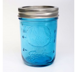 Ball Elite BLUE Regular mouth half pint 240ml jars and Lids x 4
